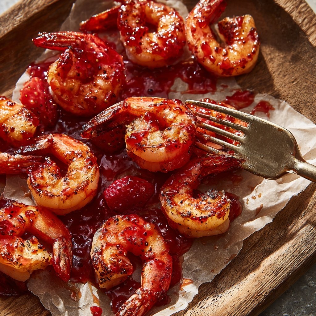 Shrimp with Strawberry Chili Glaze