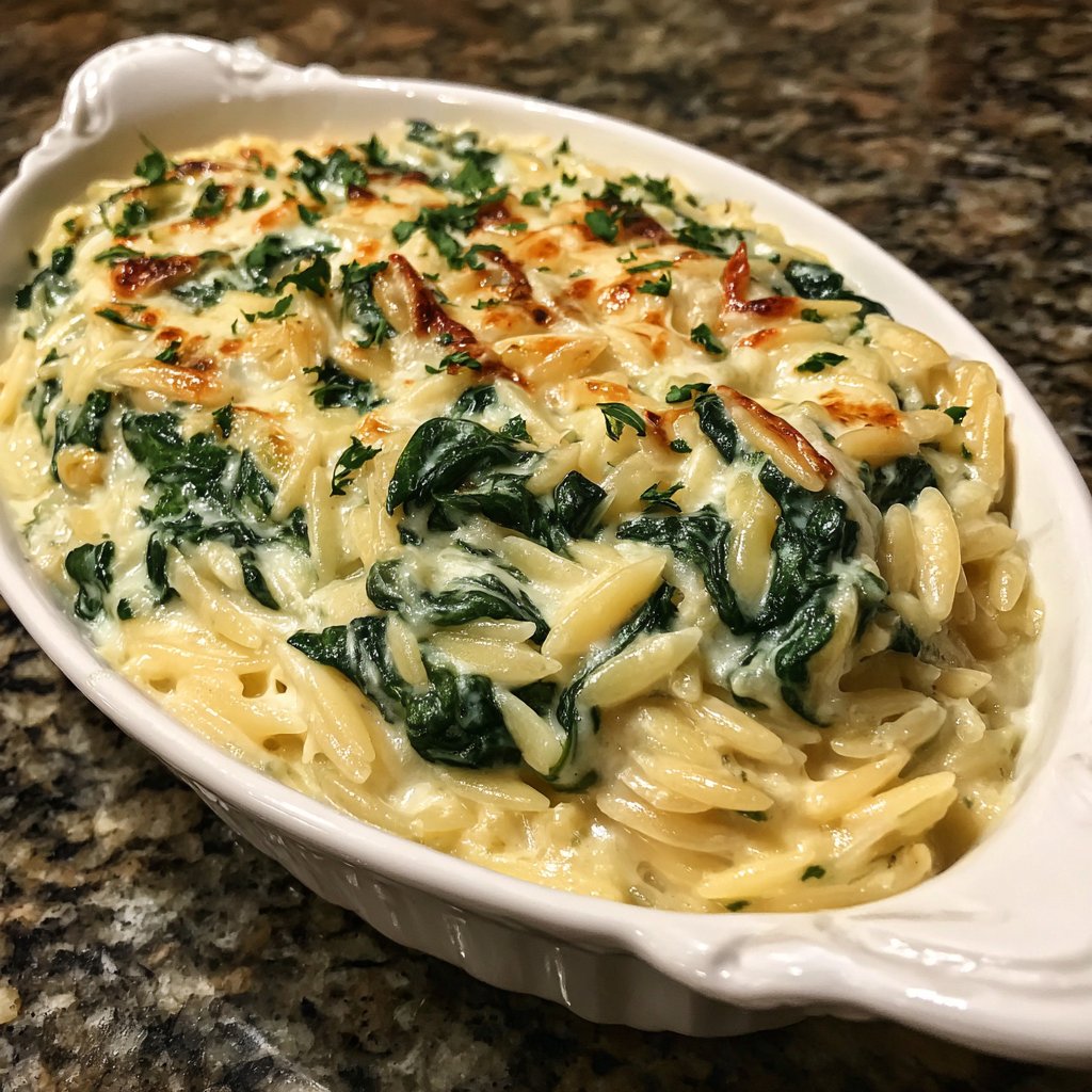 Creamy Spinach Parmesan Orzo
