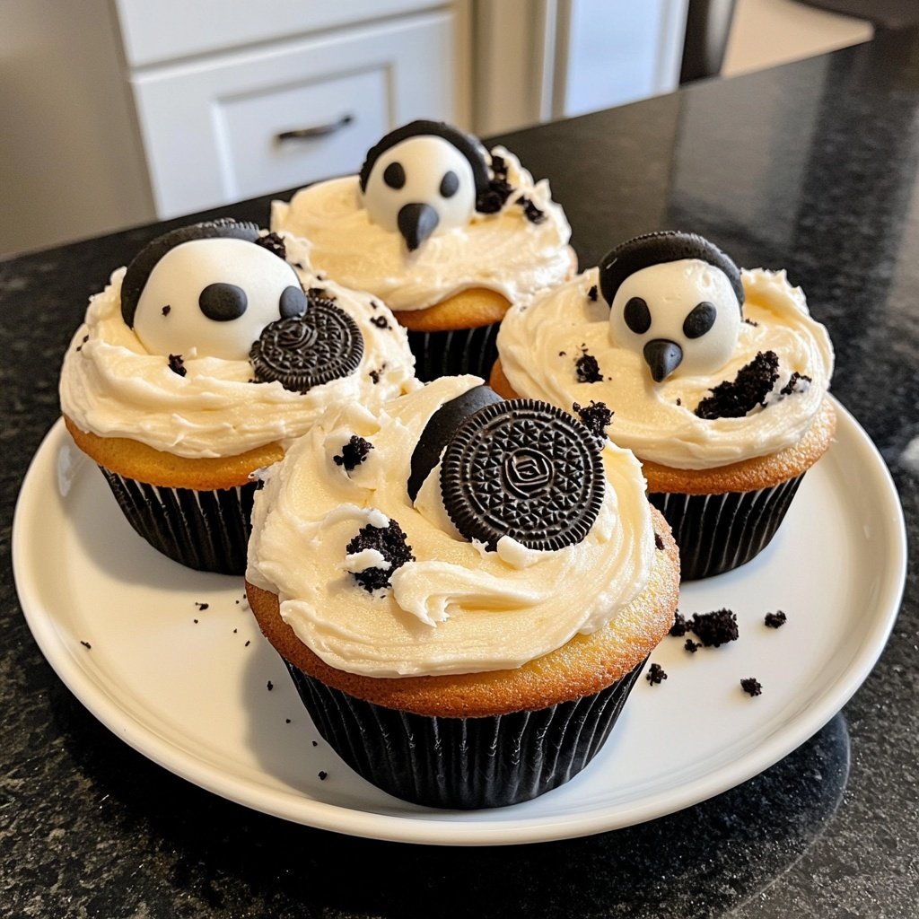 Penguin Cupcakes made with Oreos