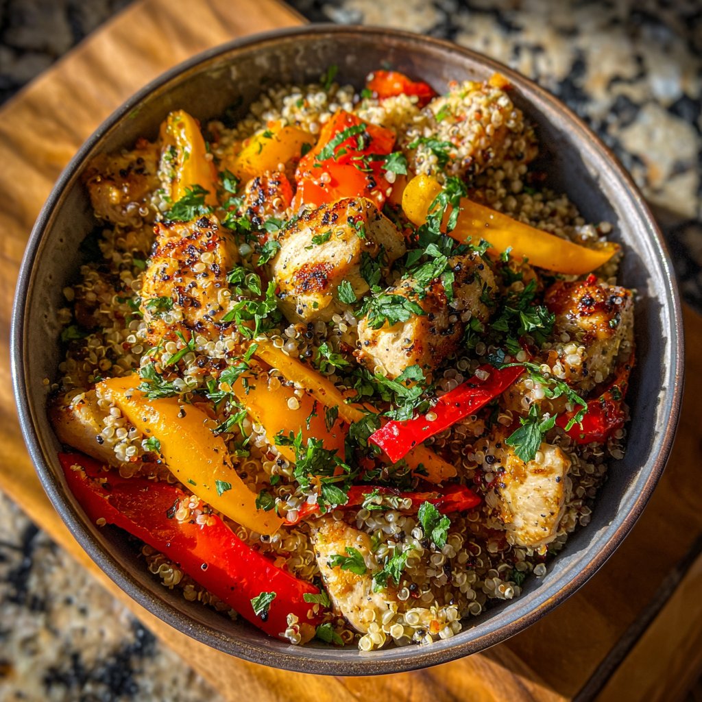 High Protein Chicken Quinoa Bowl