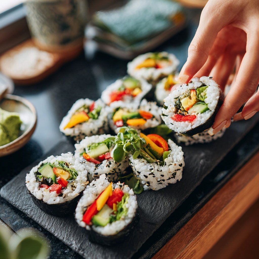 Healthy Lunch Vegetable Sushi Rolls