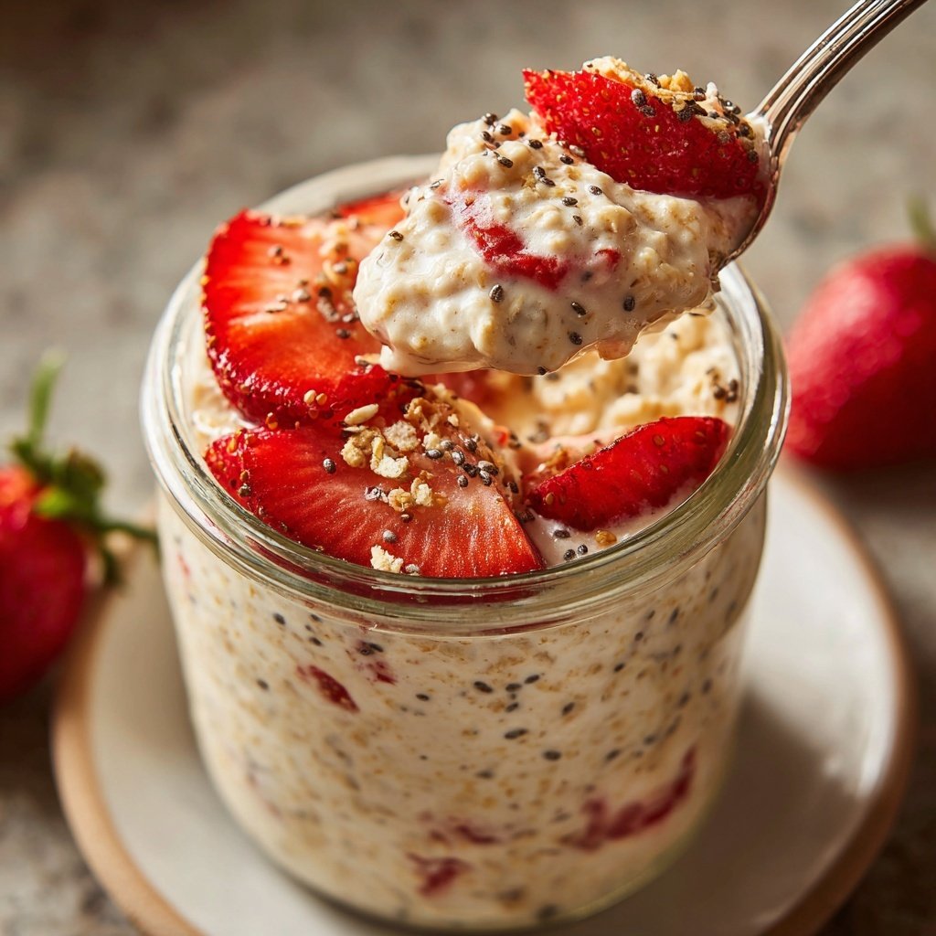 Strawberry Cheesecake Overnight Oats With Chia